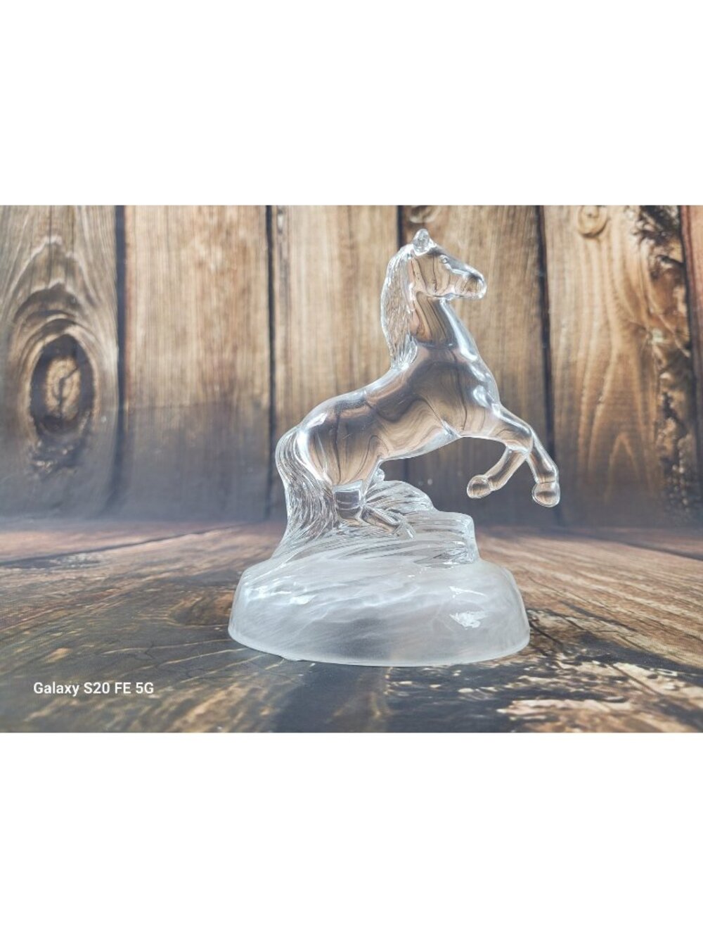 Rearing Horse Glass Lead Crystal 6" Figurine France Rattenberg KRISTALLGLAS vtg